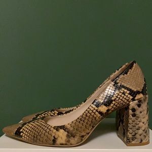 Faux snake skin pumps